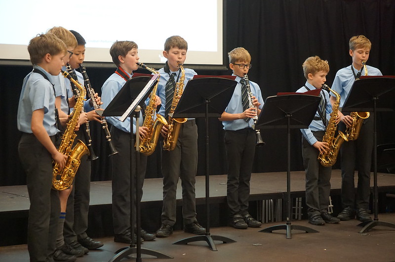 students playing saxaphones