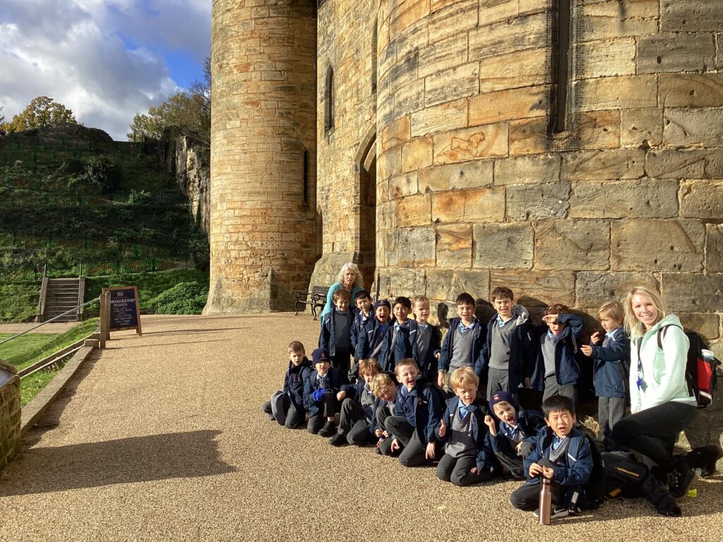 students at a castle